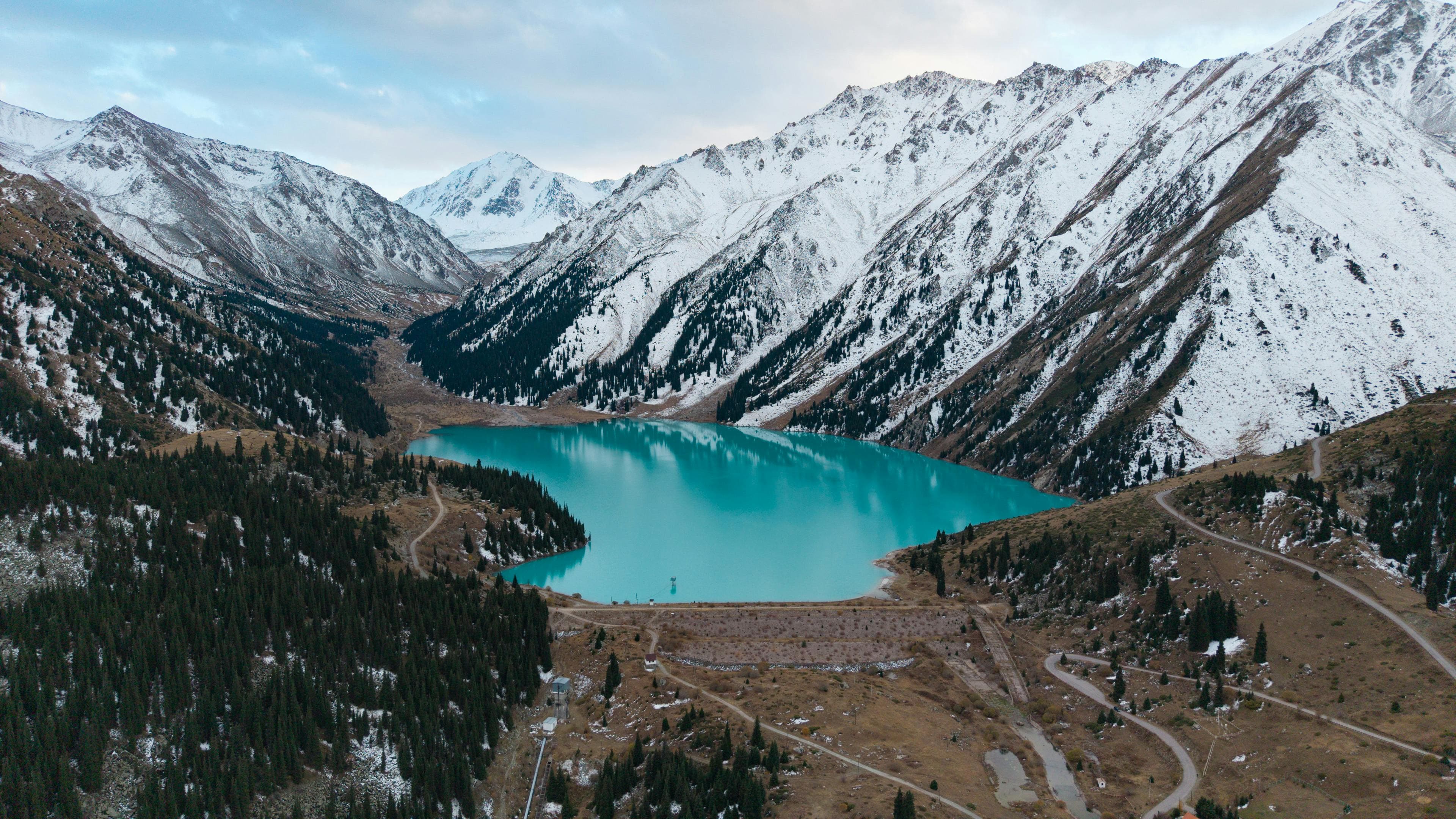 Aerial View of the Great Lake of Almaty in Kazakhstan